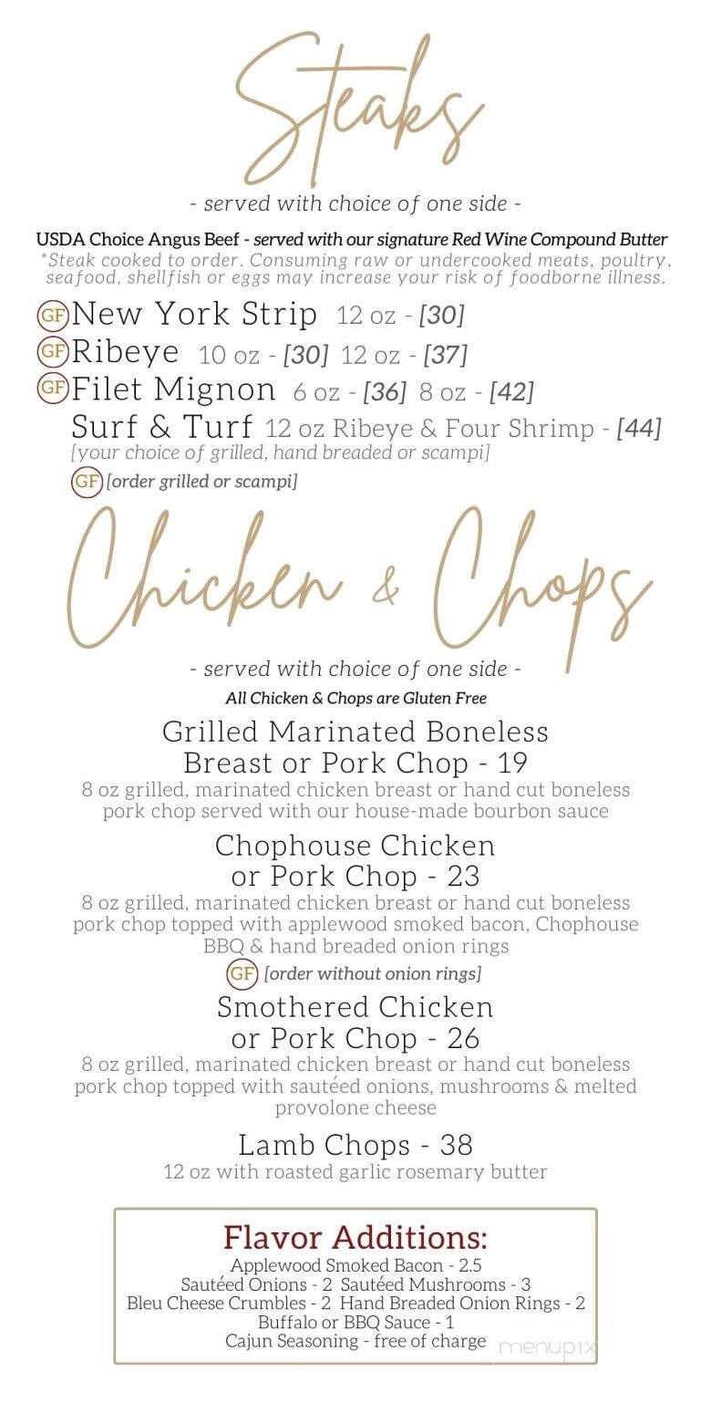 Chophouse On Main - Mahomet, IL menu_pic