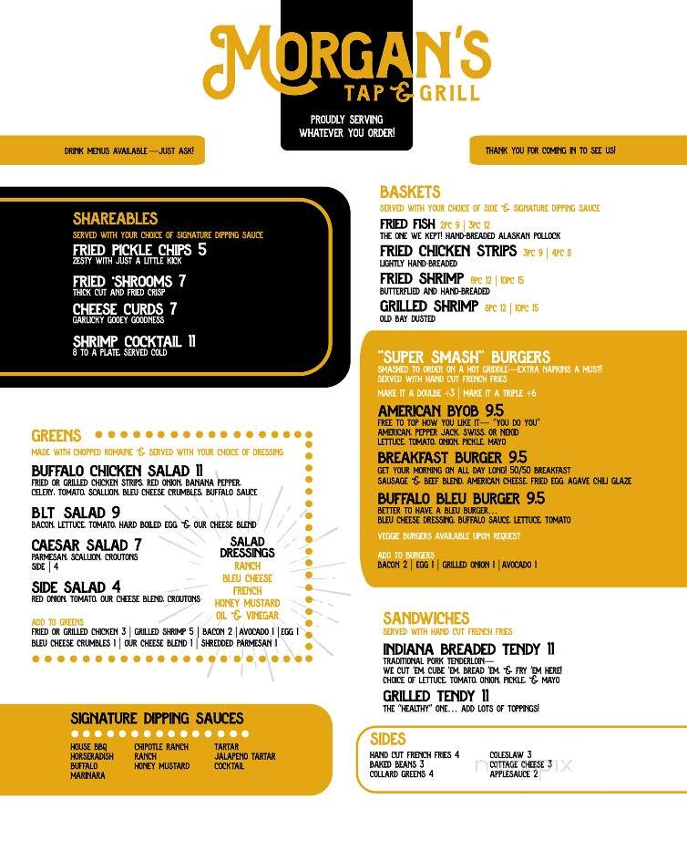 Morgan's Tap & Grill - Fort Wayne, IN menu_pic