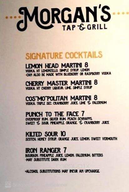 Morgan's Tap & Grill - Fort Wayne, IN menu_pic