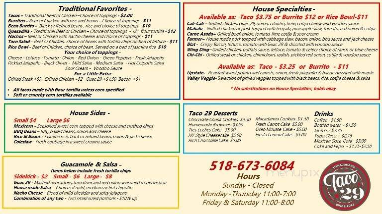 Taco 29 - Canajoharie, NY menu_pic