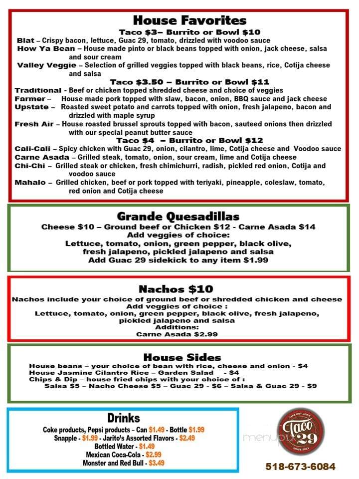 Taco 29 - Canajoharie, NY menu_pic