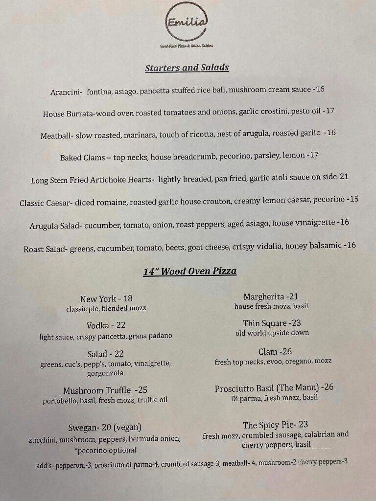 Emilia - Rockville Centre, NY menu_pic