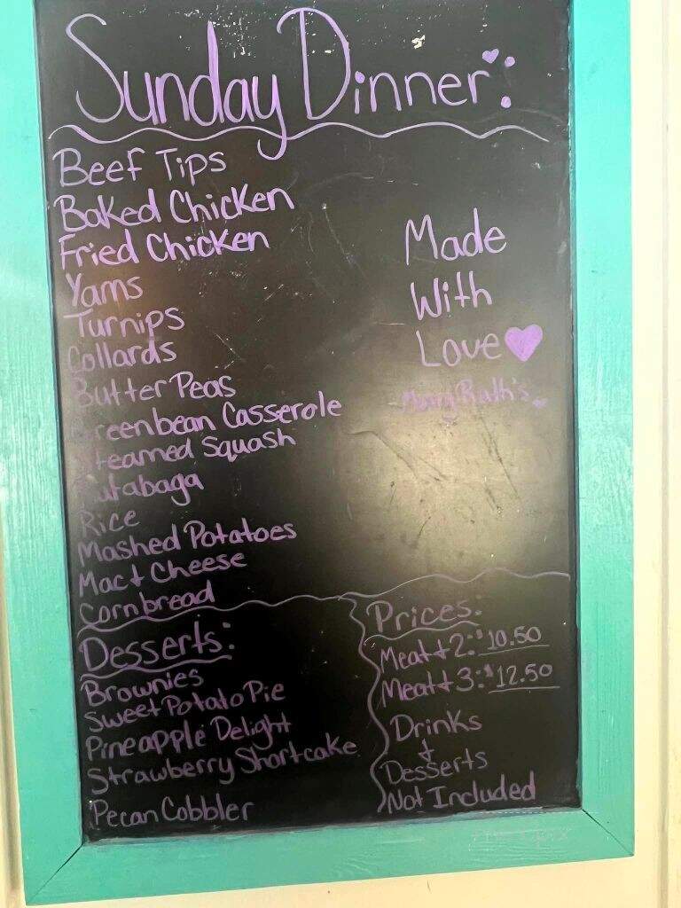 Mary Ruth's Restaurant - Georgiana, AL menu_pic