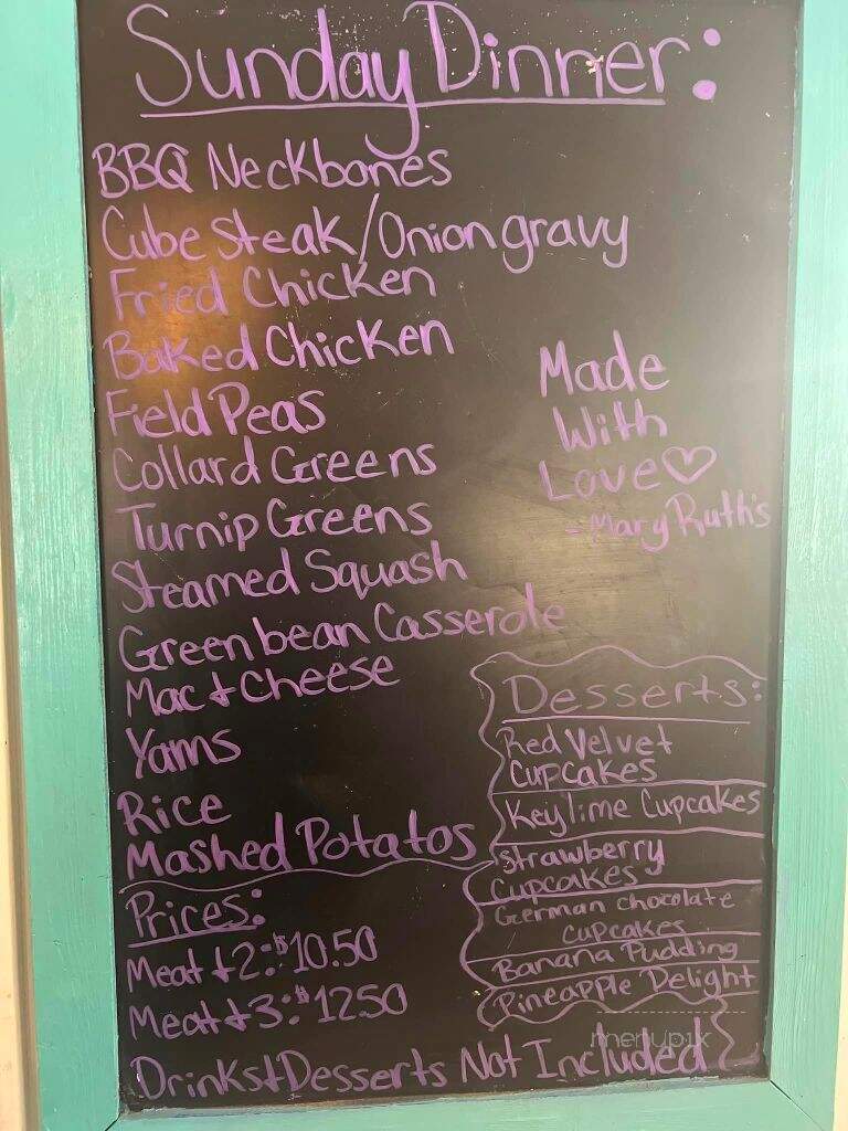 Mary Ruth's Restaurant - Georgiana, AL menu_pic