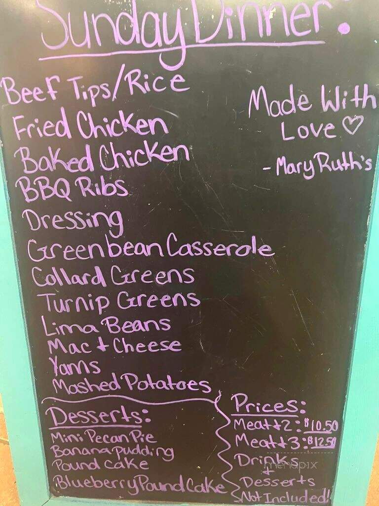 Mary Ruth's Restaurant - Georgiana, AL menu_pic
