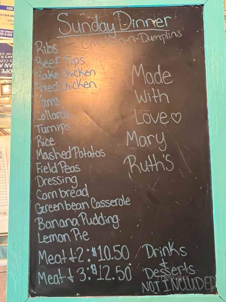 Mary Ruth's Restaurant - Georgiana, AL menu_pic