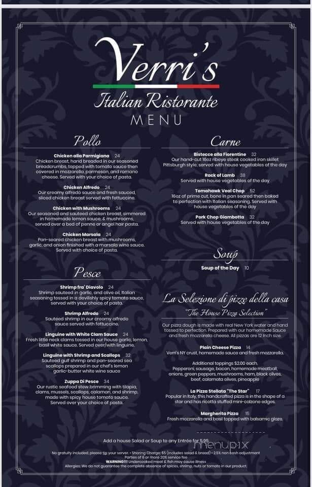 Verri's Italian Ristorante - Hendersonville, NC menu_pic
