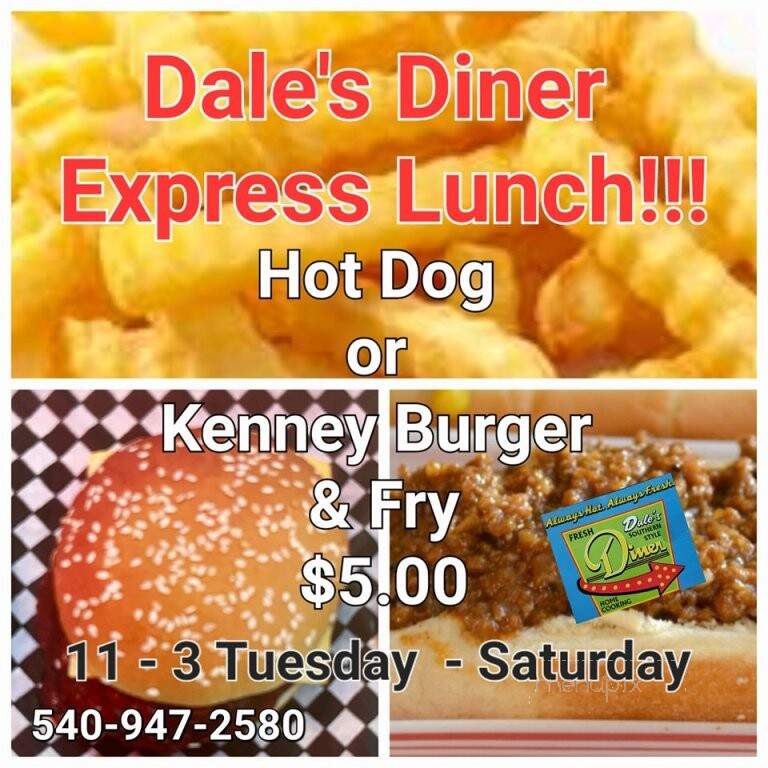 Dale's Diner - Montvale, VA menu_pic