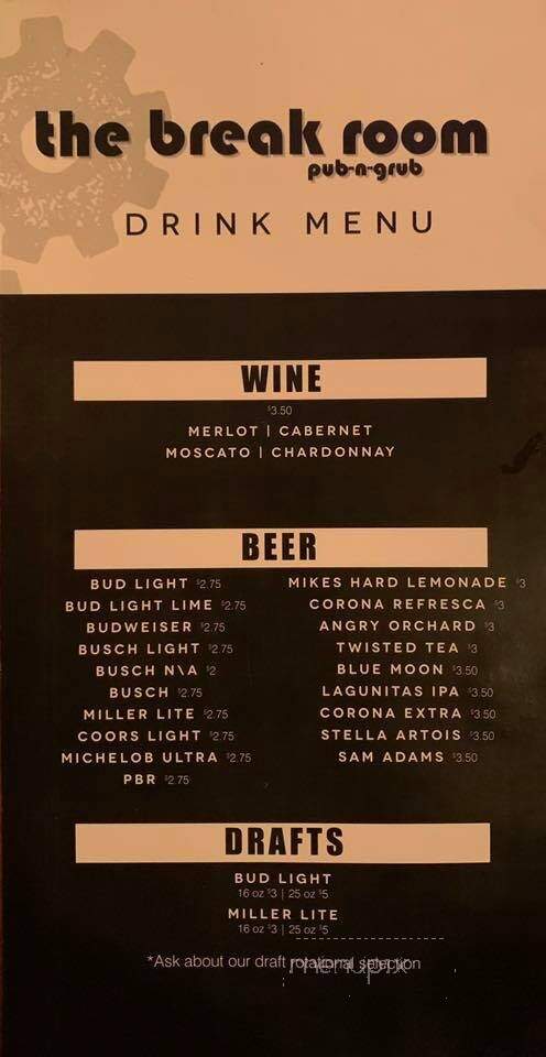 The Breakroom Pub and Grub - Tampico, IL menu_pic