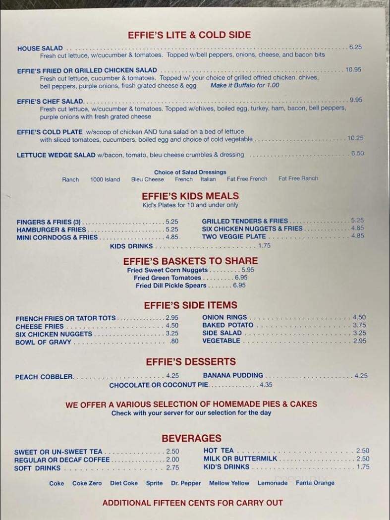 Aunt Effies Restaurant - Ringgold, GA menu_pic