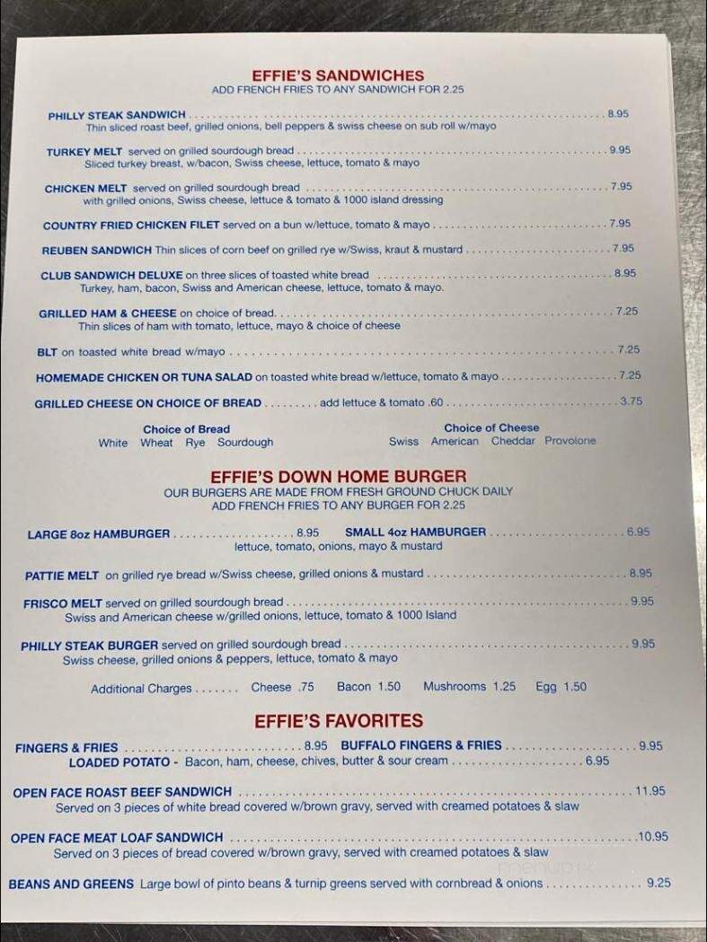Aunt Effies Restaurant - Ringgold, GA menu_pic