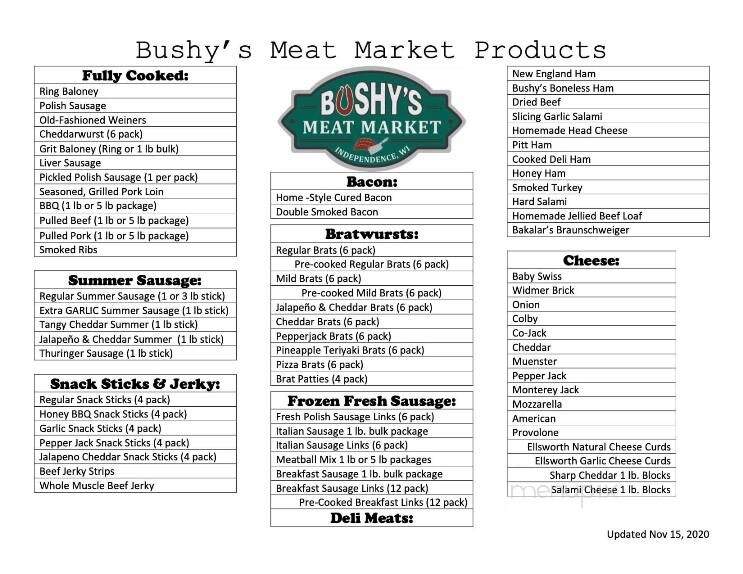 Bushy's Meat Market - Independence, WI menu_pic