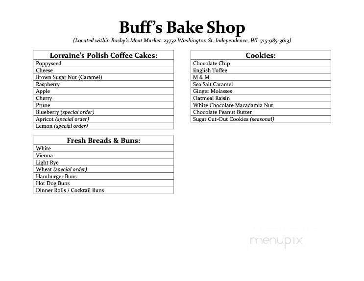 Bushy's Meat Market - Independence, WI menu_pic