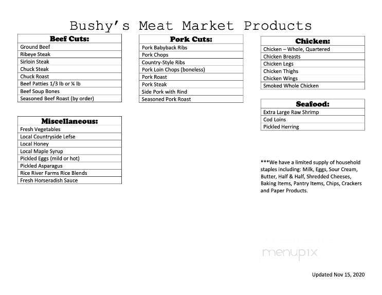 Bushy's Meat Market - Independence, WI menu_pic