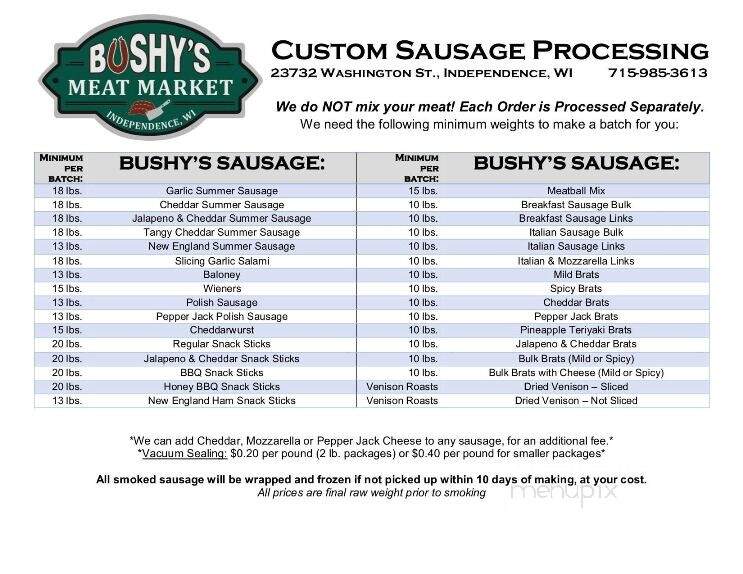 Bushy's Meat Market - Independence, WI