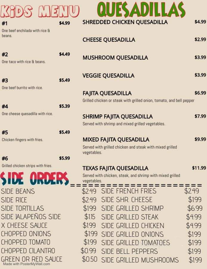 Antojitos Latinos - Glennville, GA menu_pic