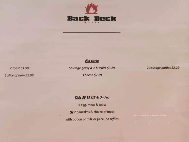 Back Deck Grill - Bridgeport, OH menu_pic