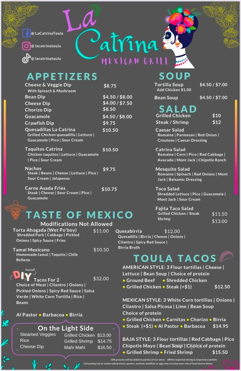La Catrina Mexican Grill - Ponchatoula, LA menu_pic