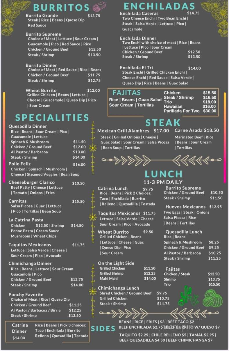 La Catrina Mexican Grill - Ponchatoula, LA menu_pic