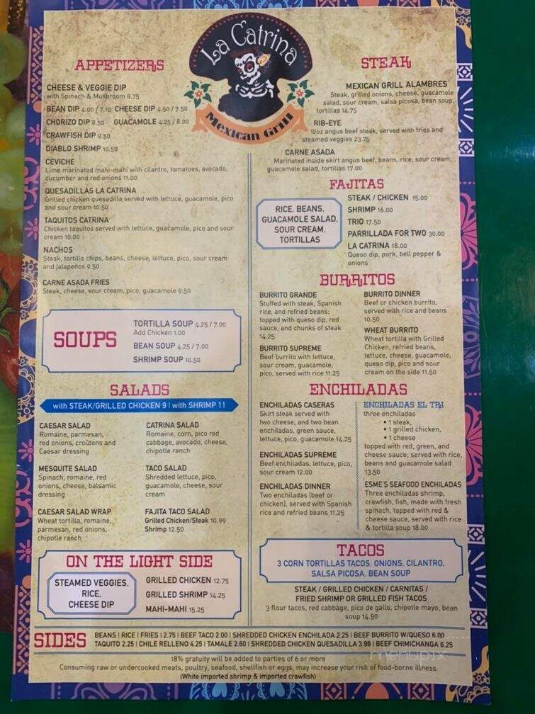 La Catrina Mexican Grill - Ponchatoula, LA menu_pic