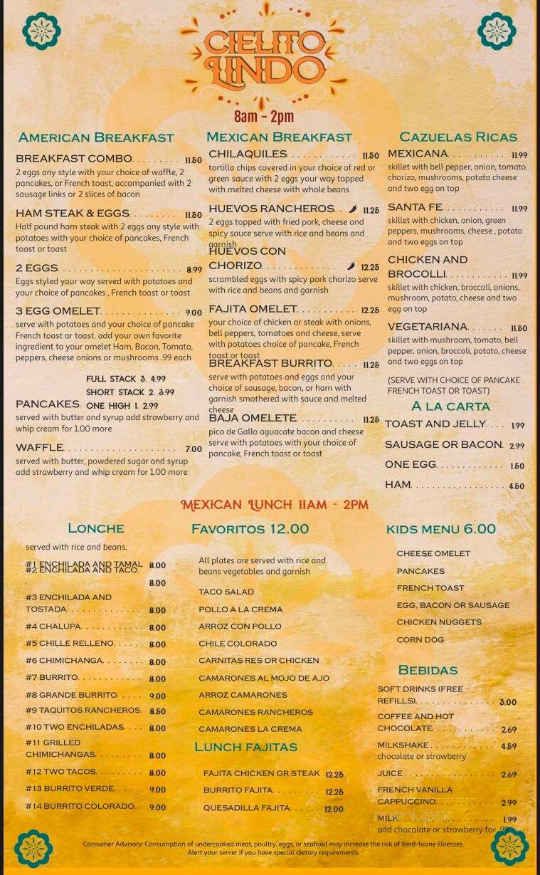 Cielito Lindo Cocina Mexicana - Pocatello, ID menu_pic