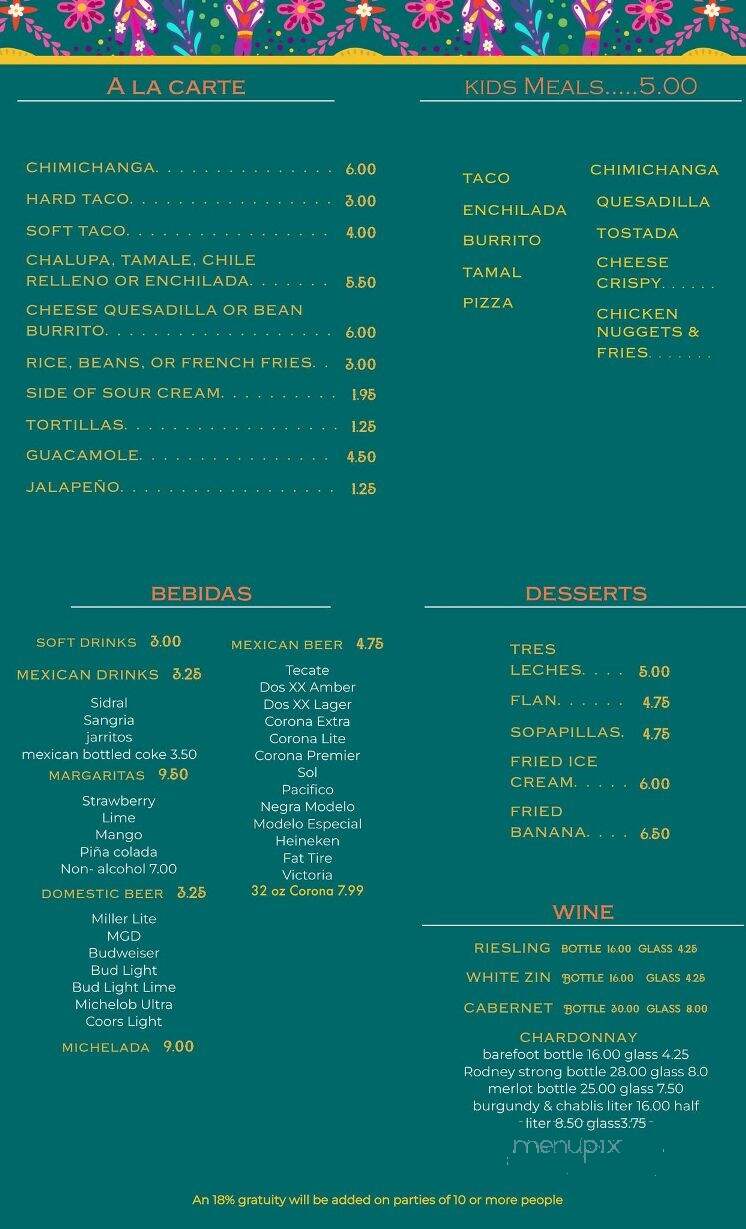 Cielito Lindo Cocina Mexicana - Pocatello, ID menu_pic