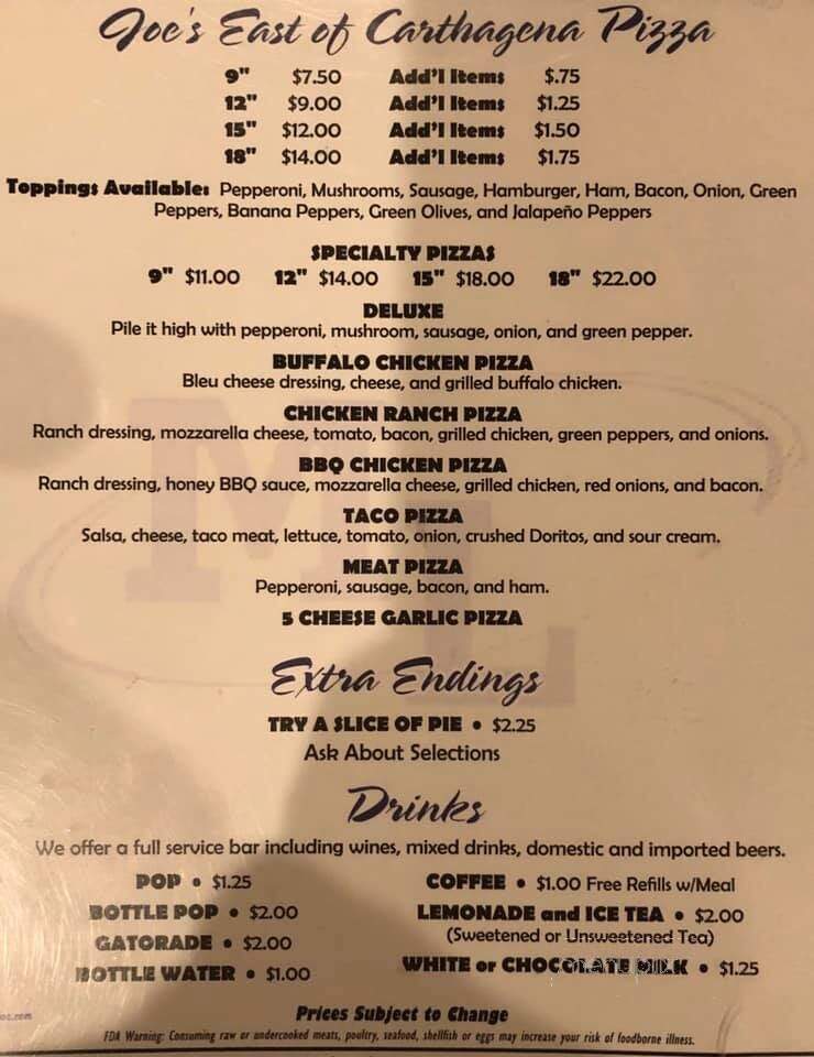 Town Tavern - Chickasaw, OH menu_pic