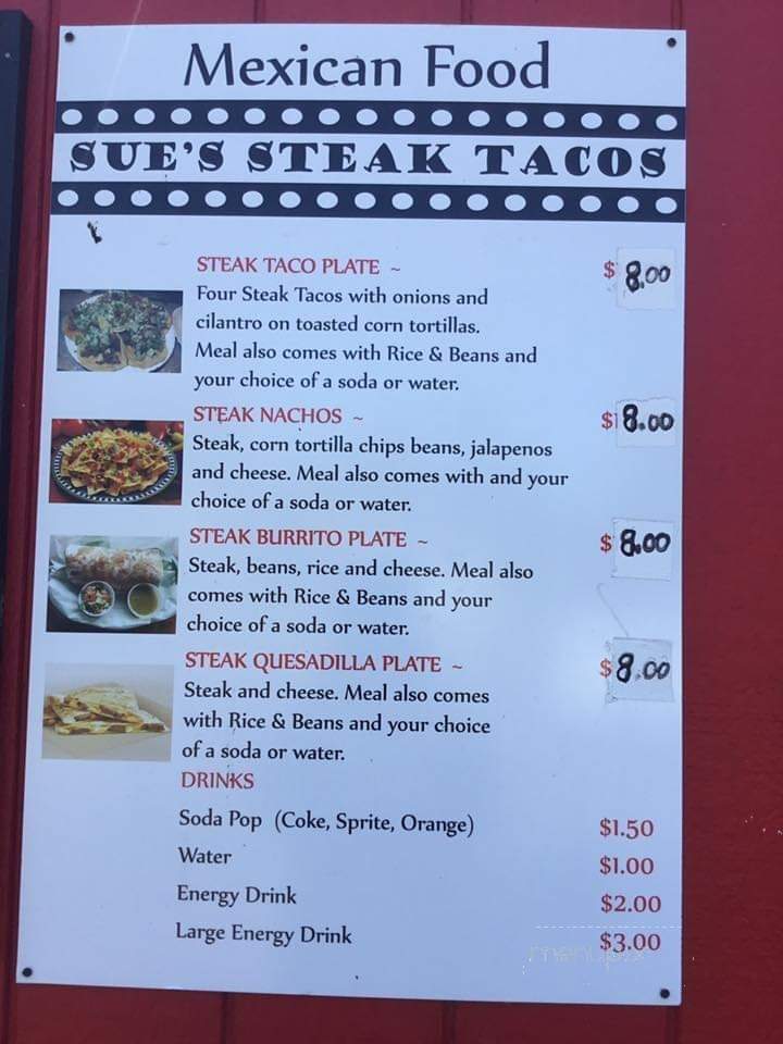 Sue's Steak Tacos - Forest Grove, OR menu_pic