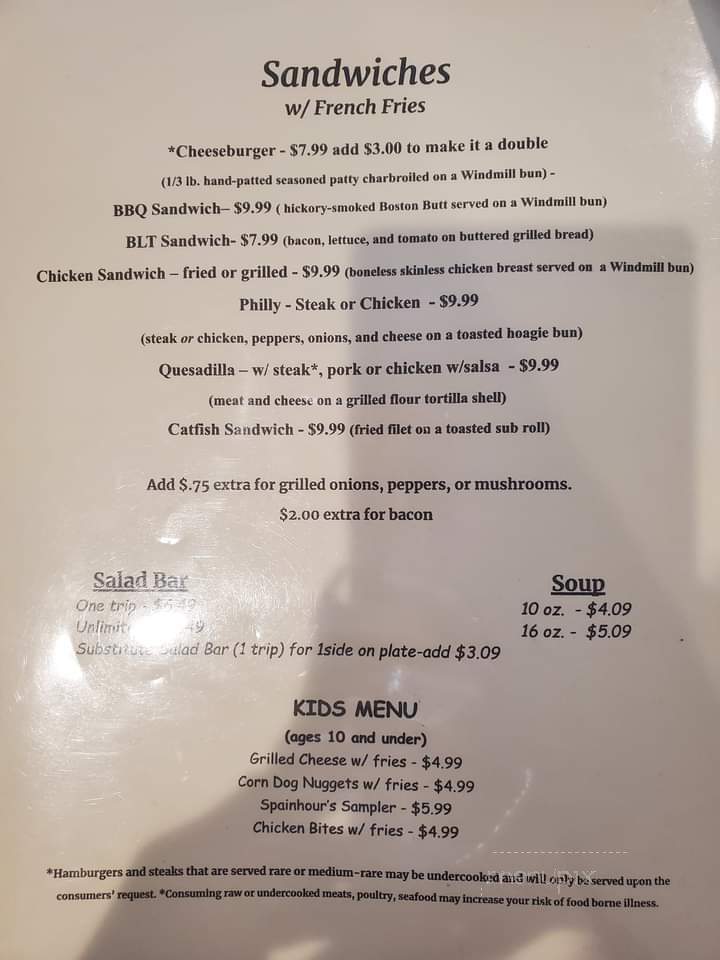 Spainhours - South Boston, VA menu_pic