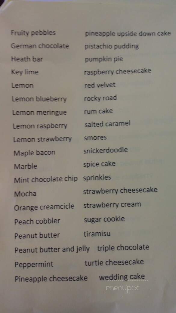 Shirley's Cupcake Boutique - Crossville, TN menu_pic