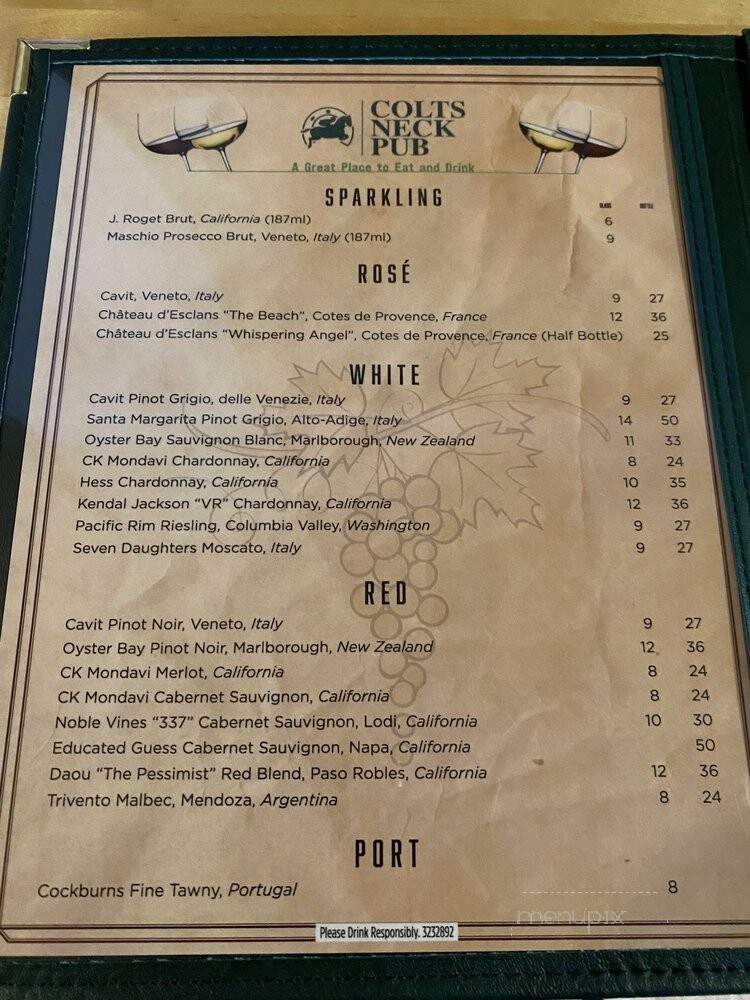 Colts Neck Pub - Colts Neck, NJ menu_pic
