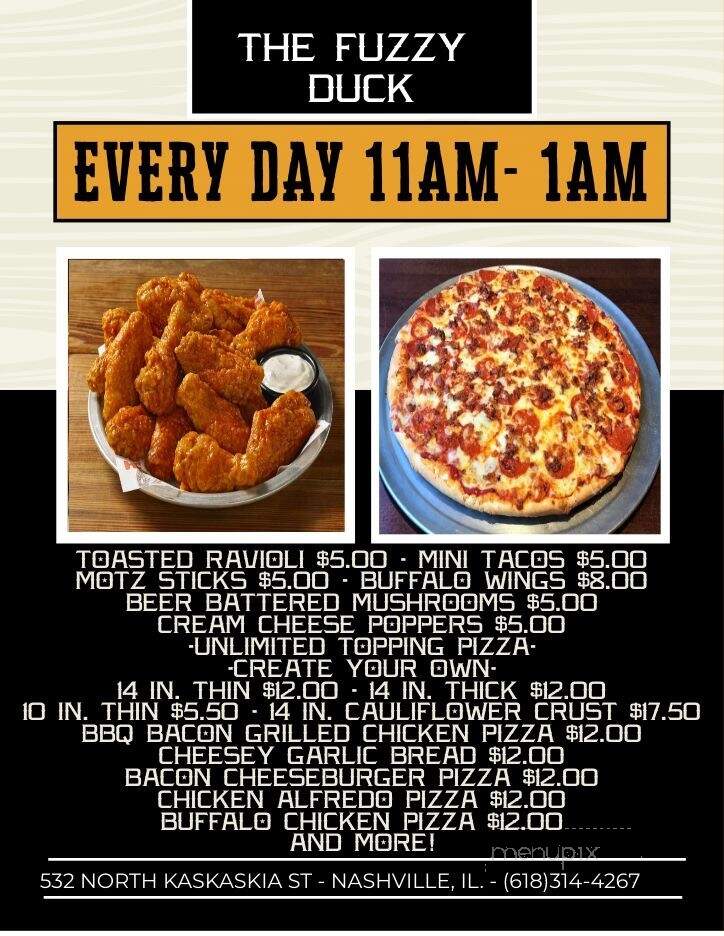 The Fuzzy Duck Saloon - Nashville, IL menu_pic