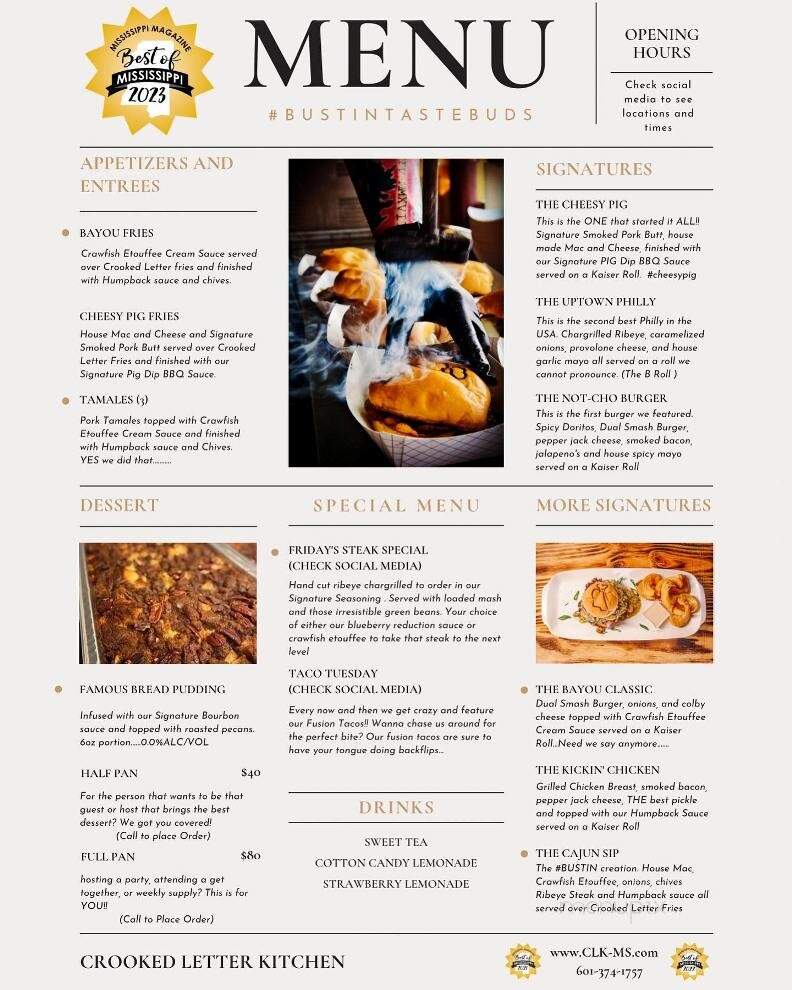 Crooked Letter Kitchen - Pelahatchie, MS menu_pic