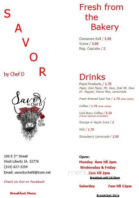 Savor by Chef D - West Liberty, IA menu_pic