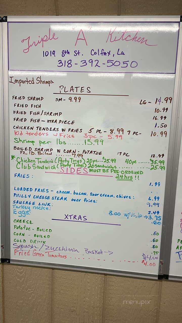 AAA Crawfish and Seafood - Colfax, LA menu_pic