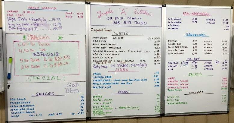 AAA Crawfish and Seafood - Colfax, LA menu_pic