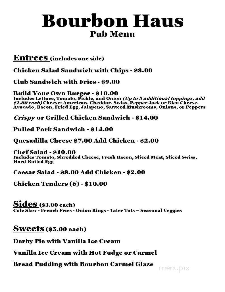 Bourbon Station - Lawrenceburg, KY menu_pic