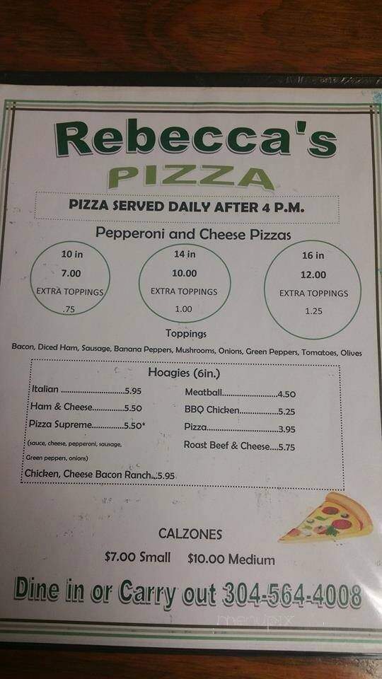 Rebecca's Restaurant & Lounge - New Cumberland, WV menu_pic