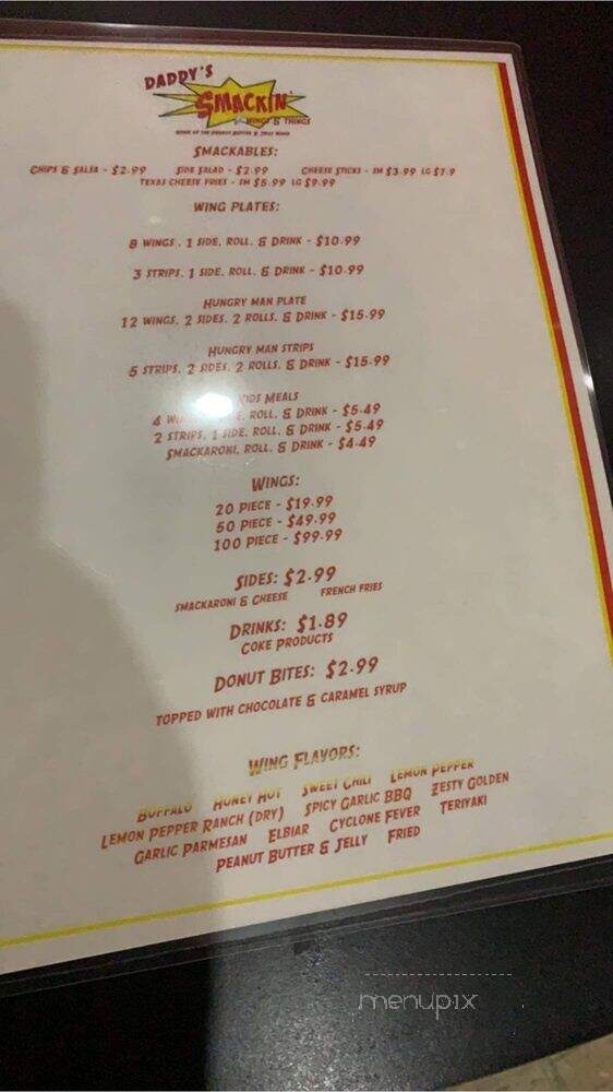 Daddy's Smackin' Wings and Things - Russellville, AR menu_pic