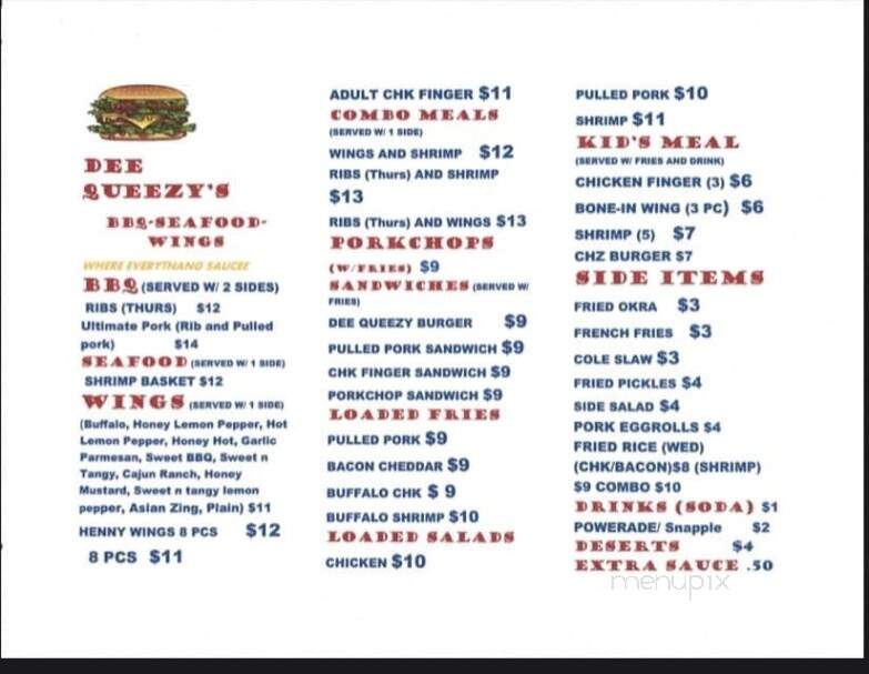 Dee Queezys - Fernandina Beach, FL menu_pic