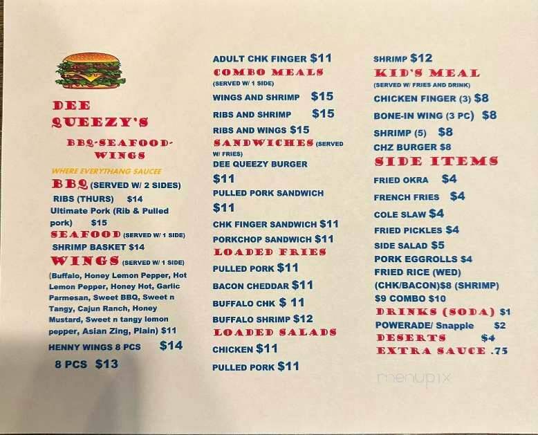 Dee Queezys - Fernandina Beach, FL menu_pic