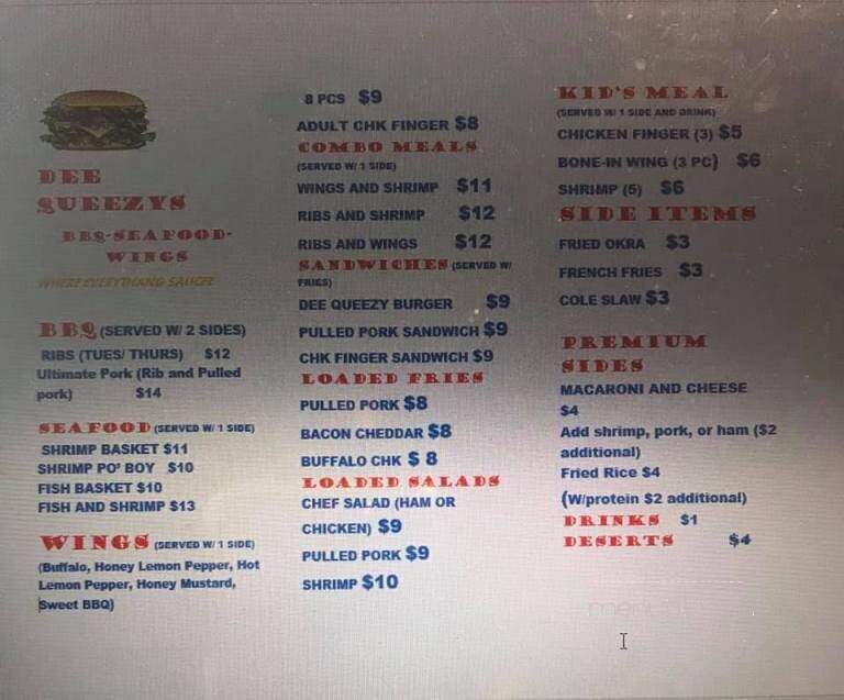 Dee Queezys - Fernandina Beach, FL menu_pic