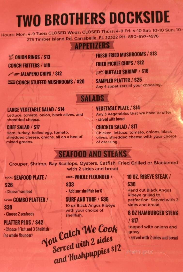 Two Brothers - Carrabelle, FL menu_pic