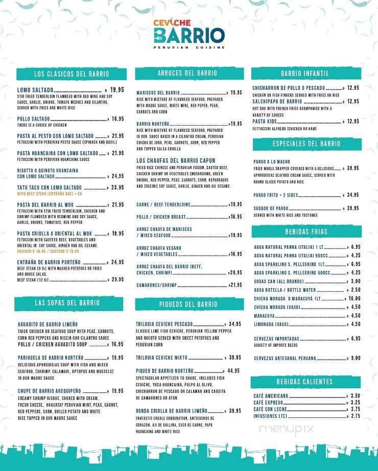 Ceviche Barrio Peruvian Cuisine - Fort Lauderdale, FL menu_pic