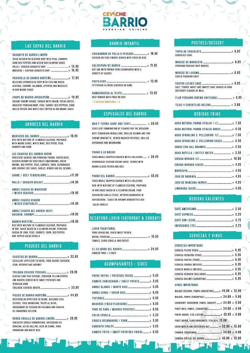 Ceviche Barrio Peruvian Cuisine - Fort Lauderdale, FL menu_pic