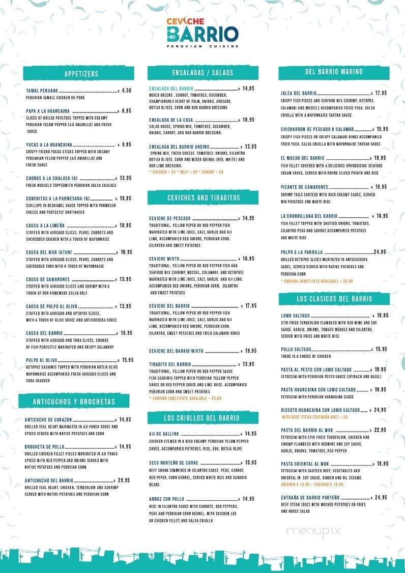 Ceviche Barrio Peruvian Cuisine - Fort Lauderdale, FL menu_pic