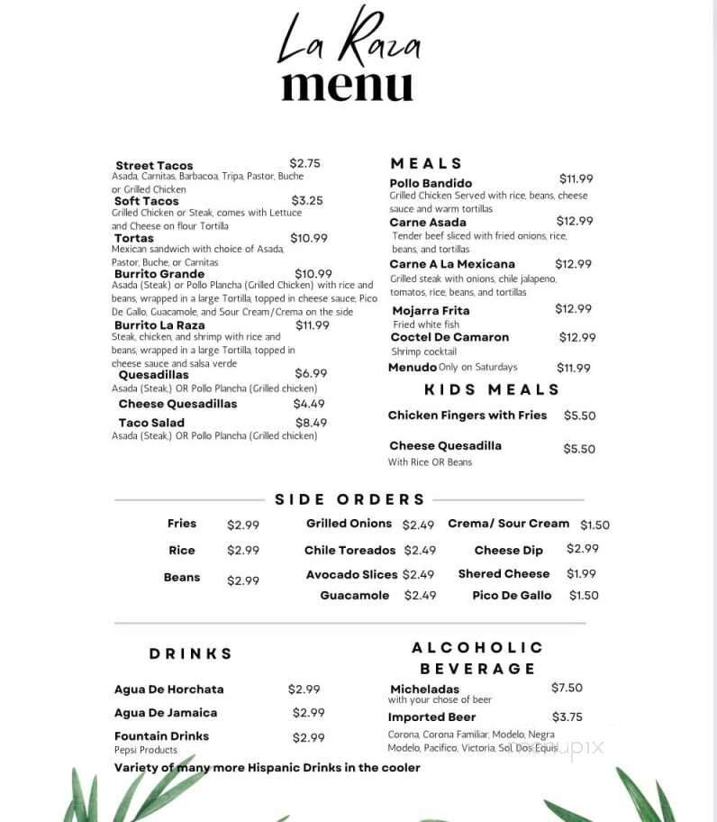 La Raza Market and Taqueria - Jefferson City, MO menu_pic