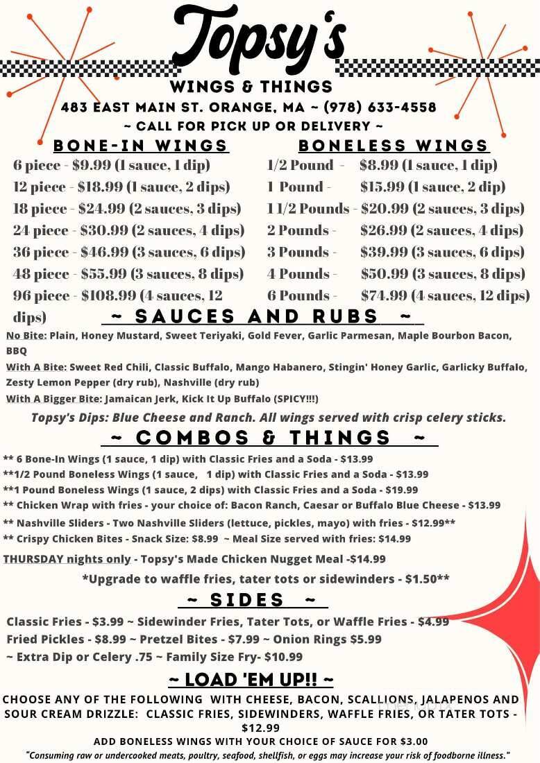 Topsy's - Orange, MA menu_pic