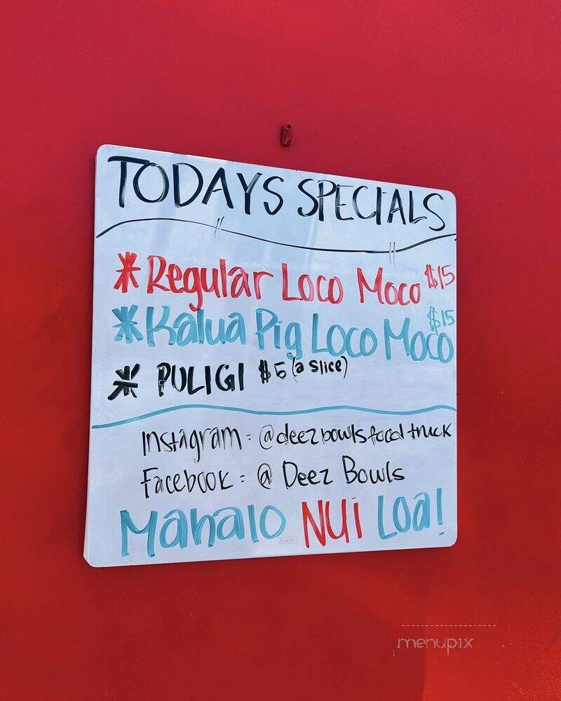 Deez Bowls - Kahuku, HI menu_pic