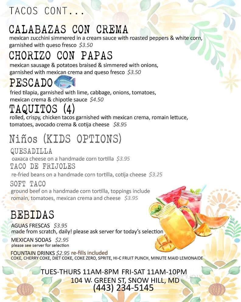 Puerto Real Tacos & Cantina - Snow Hill, MD menu_pic